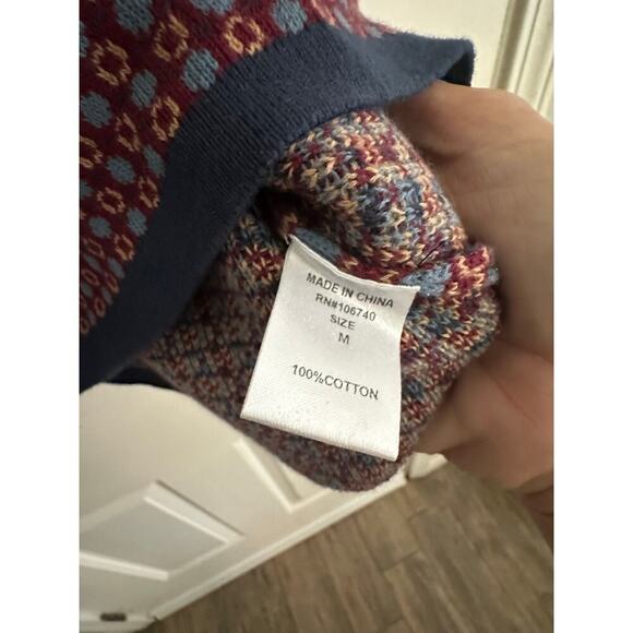 NorthStyle Women's 100% Cotton Crew Neck Geo Star Border Sweater Size Medium - Picture 4 of 8